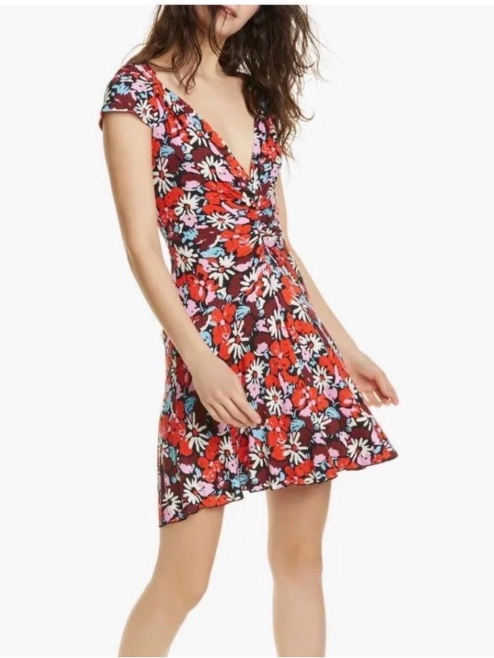 Free People Key To Your Heart Floral Ribbed Knit Mini Dress